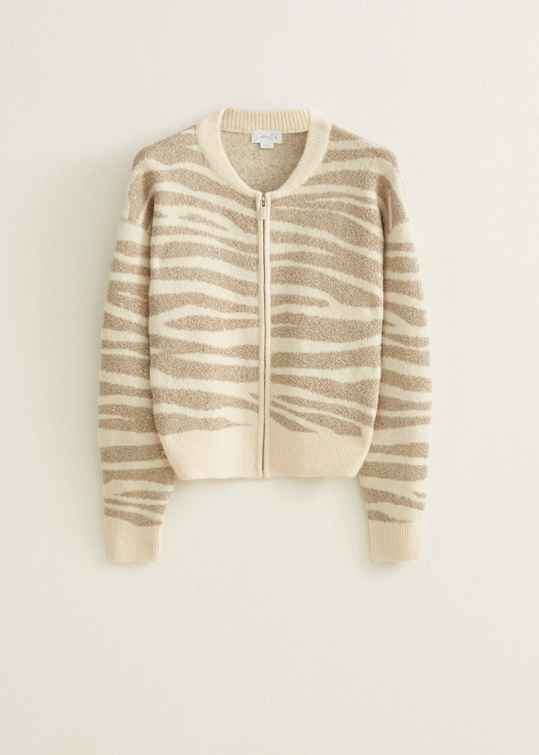 Fashion Cotton Club Vest met zebra patroon lichtzand