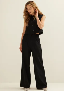 Outlet Cotton Club Wide leg pantalon zwart