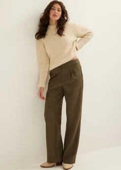 Fashion Cotton Club Wijde broek jersey groen,denne