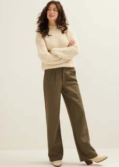 Fashion Cotton Club Wijde broek jersey groen,denne