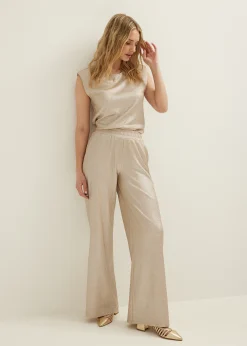 Clearance Cotton Club Wijde broek met glans zand