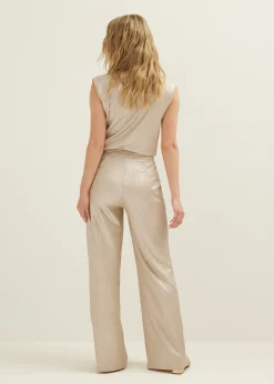 Clearance Cotton Club Wijde broek met glans zand