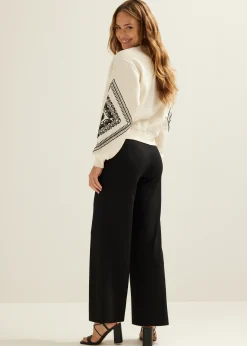 Clearance Cotton Club Wijde broek met knopen zwart