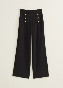 Clearance Cotton Club Wijde broek met knopen zwart