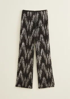 Outlet Cotton Club Wijde broek met pailletten zwart