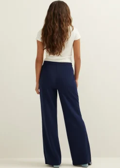 Fashion Cotton Club Wijde broek met pintuck donkerblauw