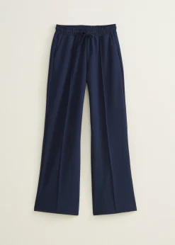 Fashion Cotton Club Wijde broek met pintuck donkerblauw