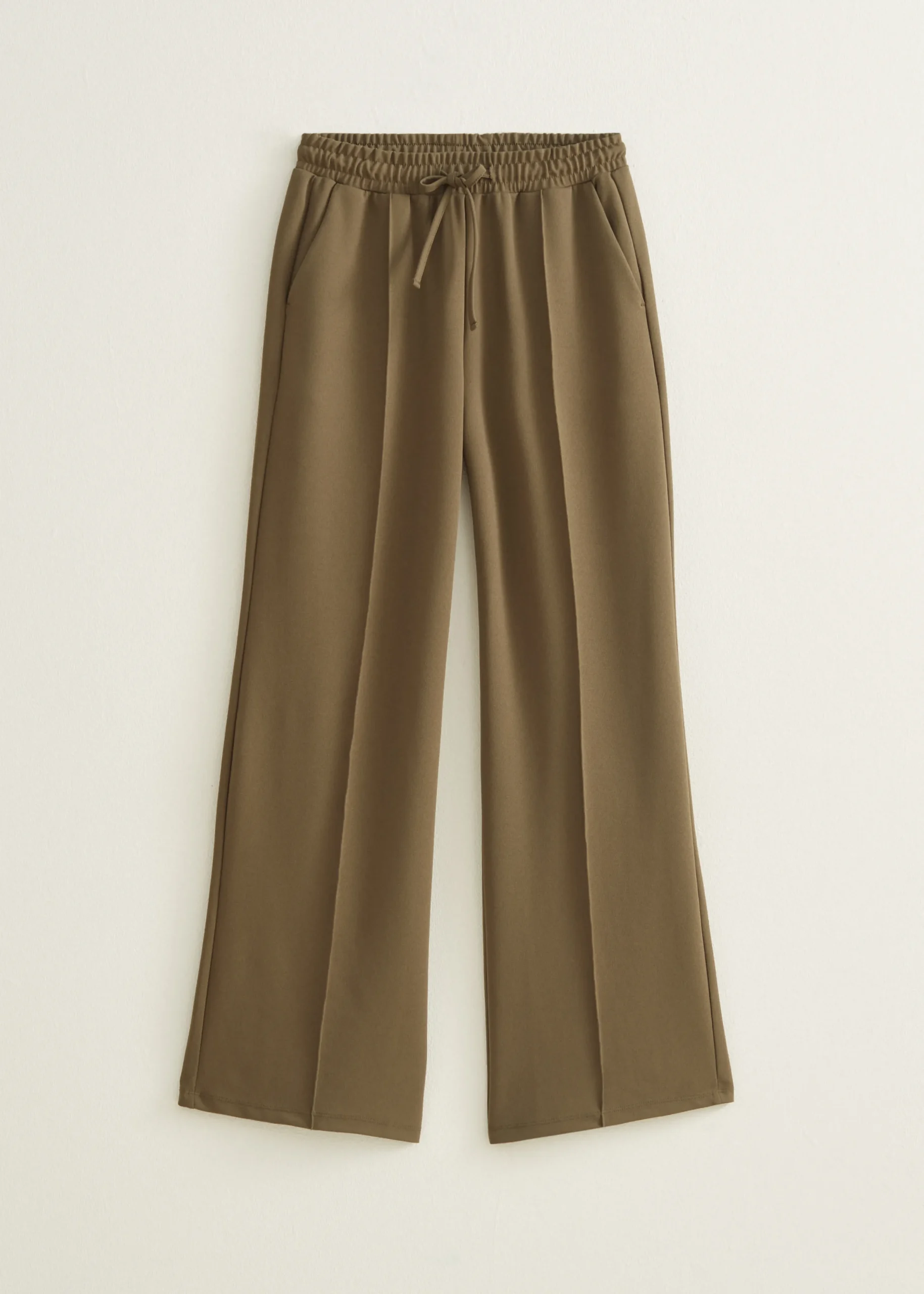 Outlet Cotton Club Wijde broek met pintuck donkerkhaki