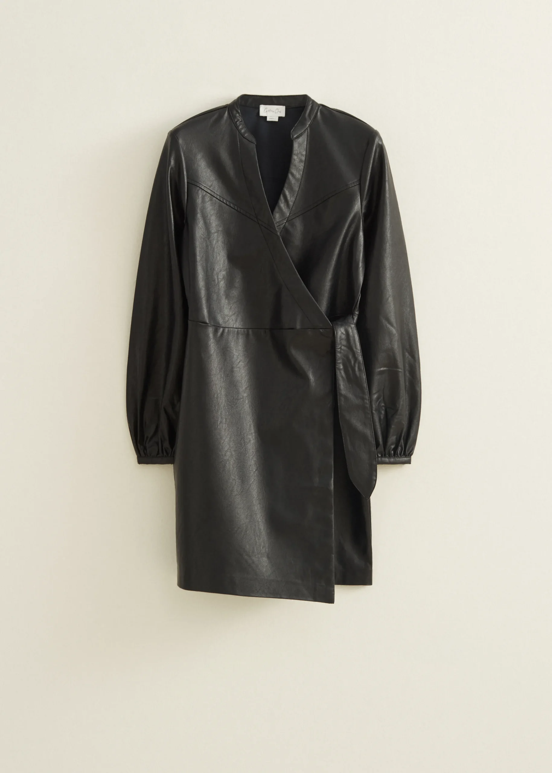 Sale Cotton Club Wikkeljurk van faux leather zwart
