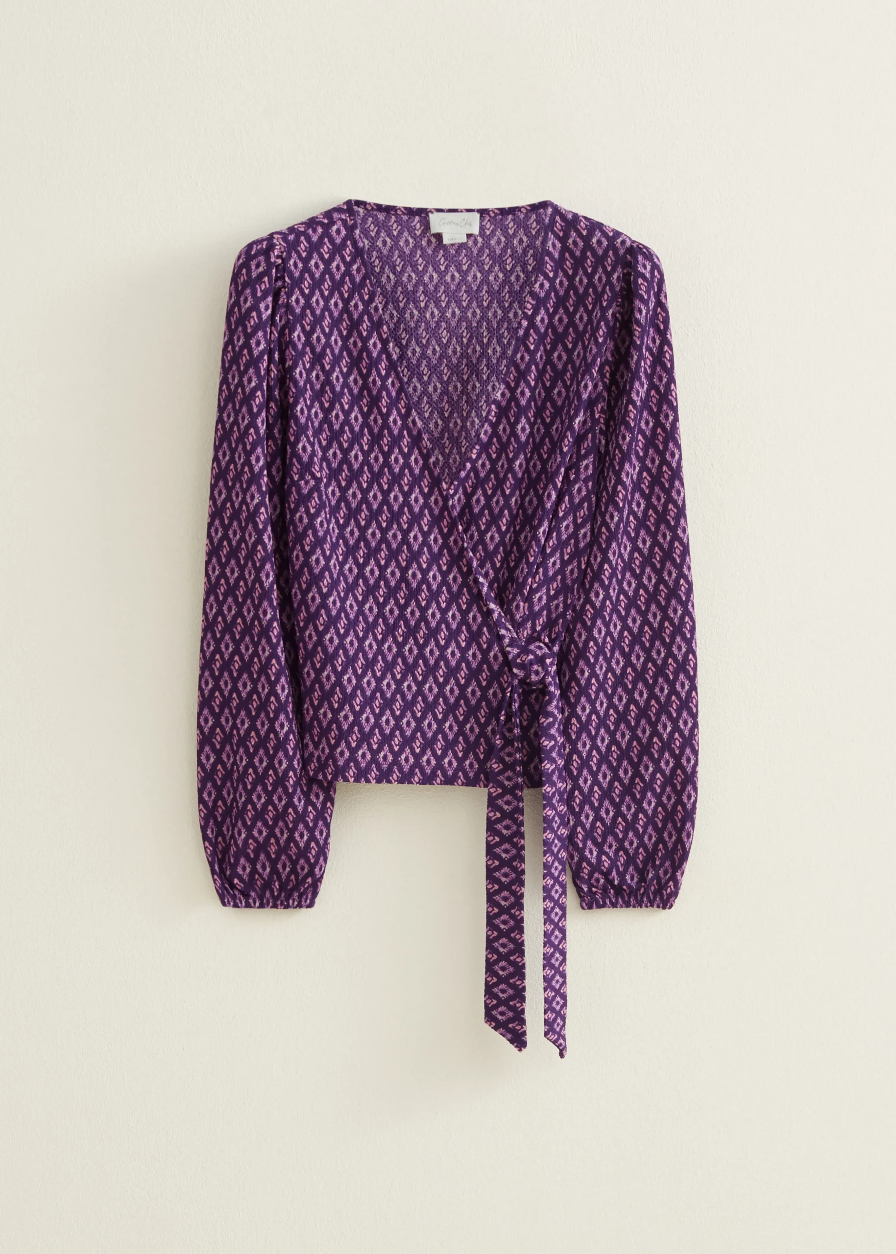 Hot Cotton Club Wikkeltop met all-over print donkerpaars