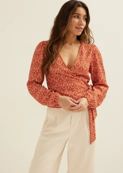 Clearance Cotton Club Wikkeltop met print brique