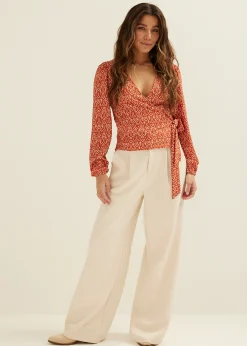 Clearance Cotton Club Wikkeltop met print brique