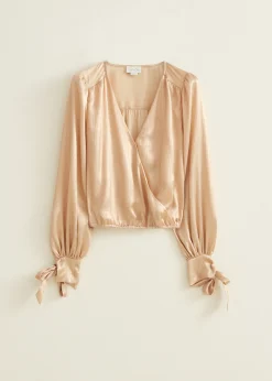 Discount Cotton Club Wikkeltop met satijn look champagne