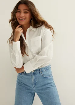 Online Cotton Club Witte blouse met zak wit,off-white
